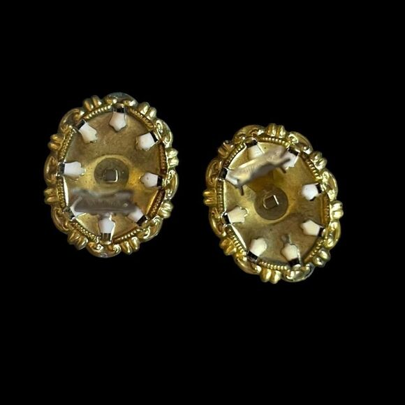 Vintage West Germany Porcelain Clip Earrings - Picture 5 of 5